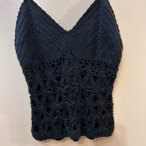 Star City Black Crochet Knit Camisole
